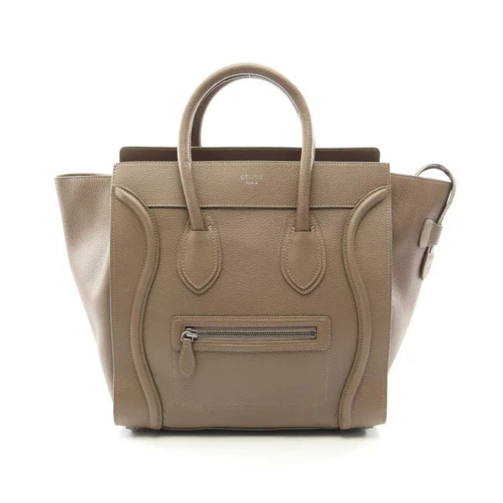 Celine Luggage Tote Shopper Handbag Leather Beige Cream